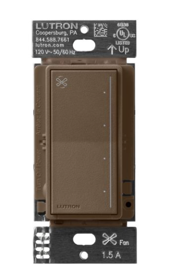Lutron ST-FSQ-N-EP Sunnata Touch Fan Control, 4-Speed, 1.5A Paddle Fan, AC Motor, Single Pole, Neutral Required, Espresso Finish
