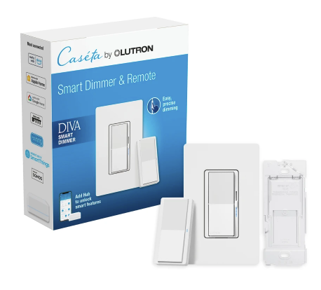 Lutron DVRF-PKG1D-WH-R Diva 3-Way Smart Switch with Pico Paddle Remote