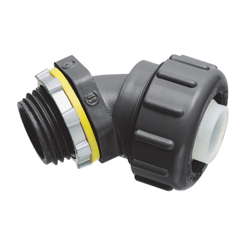 Arlington NMLT4538BL 3/8" PVC Liquid Tight 45 Degree Non-Metallic Connector, Black