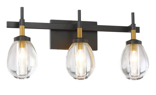 SDQ Lighting VL37403UBBG Staunch 23" LED Clear Crystal Wall Light, Wattage 75W, Urban Bronze / Brushed Gold Finish