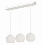 AFX Lighting CLEP13WHLNR3 Cleo 3 Light 48 Inch Multi-Port Pendant In White With Soft Hand-Blown Ribbed Glass Diffuser