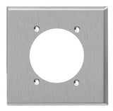 Enerlites 7992 Power Outlet Receptacle 2.456in Diameter Two-Gang Metal Wall Plate, Silver Finish