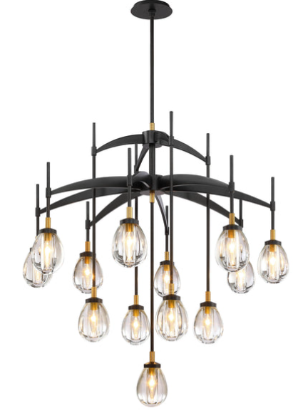 SDQ Lighting PD37413UBBG Staunch 42" LED Clear Crystal Chandelier Light, Wattage 325W, Urban Bronze / Brushed Gold Finish