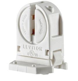 Leviton 13654-SNP Miniature Base, T5 Bi-pin, Standard Fluorescent Lampholder, Low Profile, Snap-in Or Slide-on, Lamp-lock, Quick Wire 18awg Solid Or Str Tinned (White)