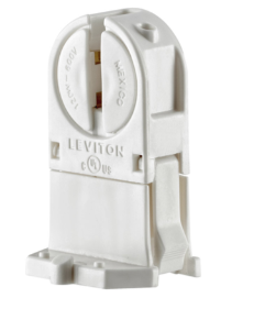Leviton 13654-TWP Linear Fluorescent Lampholder T5 Miniature Bi-pin Twist-in w/ Lamp-lock Tall Profile, Snap-in Mounting Foot w/ Post 120w-600v