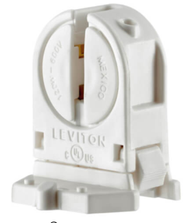 Leviton 13654-SWP Fluorescent Lampholder, Miniature Base, w/ Panel Locator Post - White (120W)
