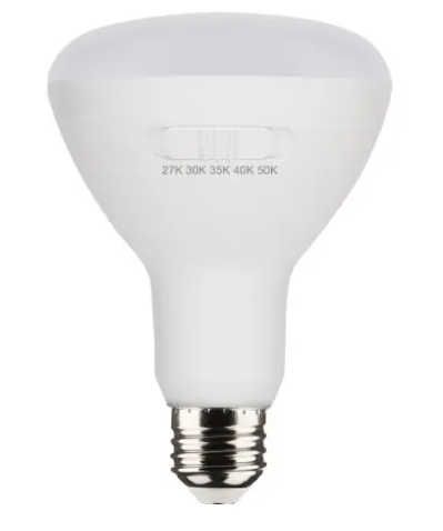 SATCO S11779 LED BR40 Bulb, Medium Base, Wattage 13W, 90CRI, Voltage 120V, Multi-Color Temperature, White