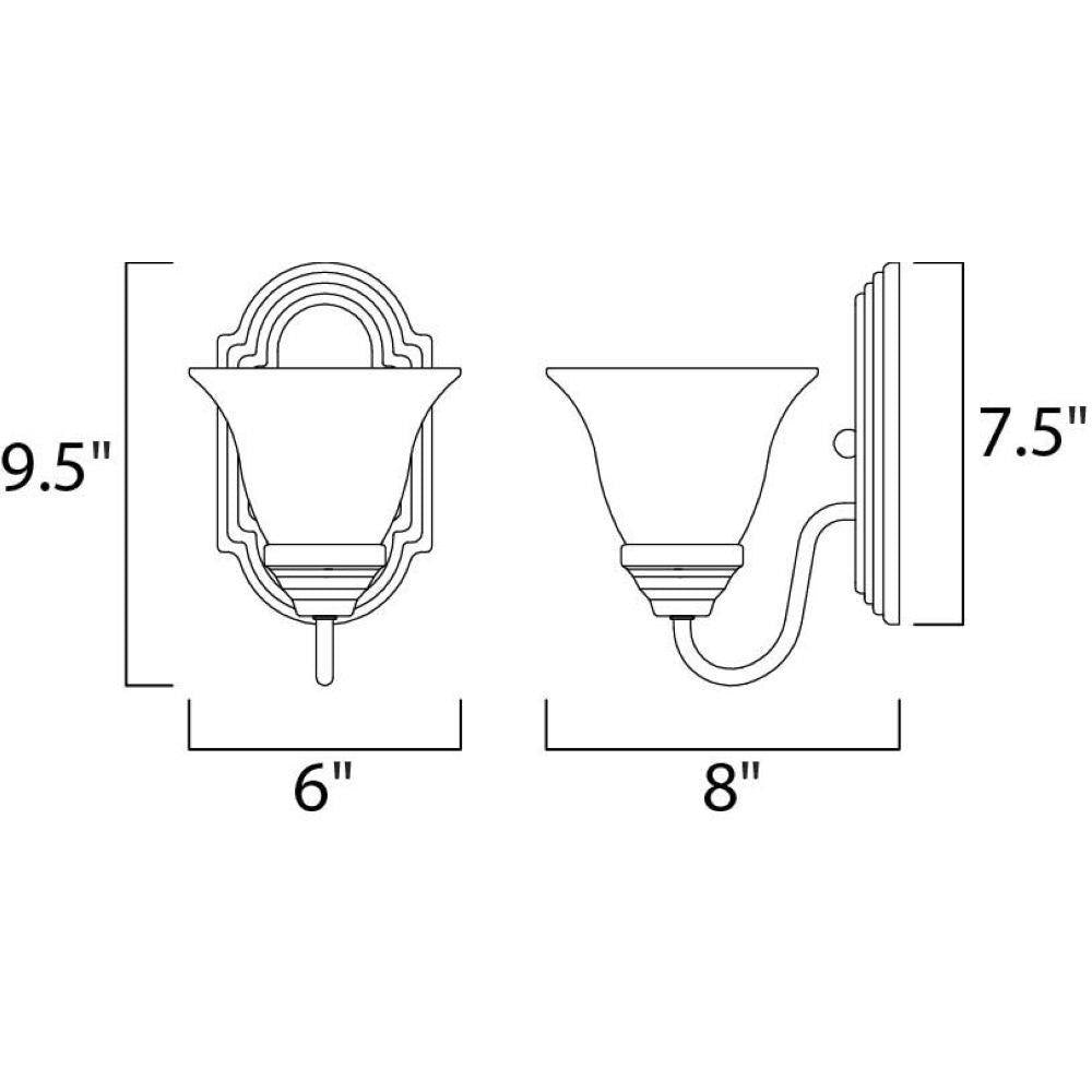 Maxim Lighting 8011MROI Essentials 1 Light 9.5 Inch Oil Rubbed Bronze Wall Sconce Dimensions Diagram
