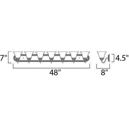Maxim Lighting 8016MRSN Essentials 7 Light Bath Vanity Dimensions Diagram - 48 inch Width, 7 inch Height, 8 inch Depth