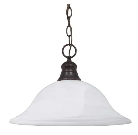 Nuvo 60-391 16-in Hanging Pendant Fixture w/ Alabaster Glass, 1 Light, Old Bronze, Wattage 100W