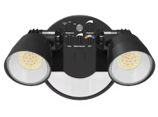 EnVisionLED LED-XSL2R-2P25-TRI-BL-PIR 8.06-in Security Flood Light w/ Motion Sensor, Voltage 120V, Wattage 16W/25W, Black