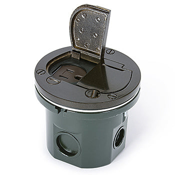 Lew Electric 812-DA-DFP-DB Flush Mounted Round Floor Box – 15A Tamper-Resistant Duplex Outlet, Brass Cover, ETL LISTED Finish Dark Bronze