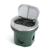 Lew Electric 812-DFB-LR-A Flush Mounted Round Floor Box w/Dual Flip Lid Aluminum Cover