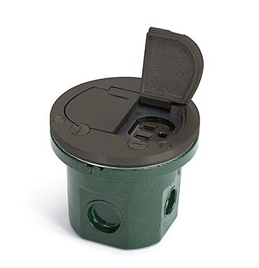 Lew Electric 812-DFB-LR-DB Flush Mounted Round Floor Box w/Dual Flip Lid Dark Bronze Cover