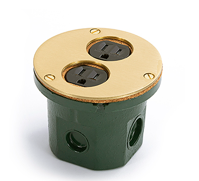 Lew Electric 812-DFB Flush Mounted Round Floor Box w/Screw Plug Brass Cover