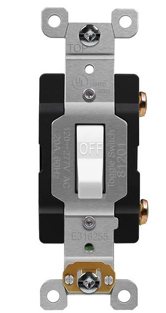Enerlites 81201-W 20 Amp Heavy Duty Toggle Light Switch, Single Pole, 20A 120/277V, Grounding Screw, Commercial Grade, UL Listed, White Finish