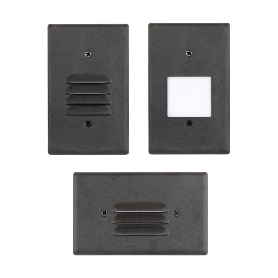 EnvisionLED LED-STEP-AGL-2W-30K-120-BLK LED Step Light with Interchangeable Faces, Wattage 2W, Color Temperature 3000K, Voltage 120V, Black Finish
