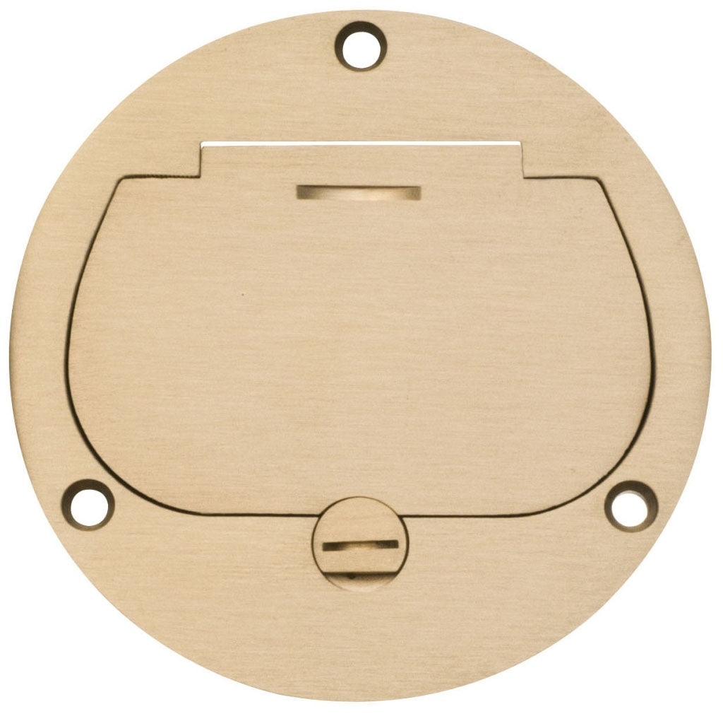Arlington FLB3531MB 1-G Cut In Floor Box Kit, Flush to the Floor, with Cover and One Flip Lid, Brass