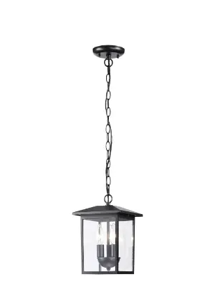 Nuvo 60-5933 11-in Jamesport Outdoor Hanging Lantern w/o Bulb, 3-Light, Voltage 120V, Matte Black