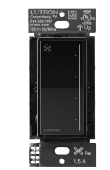 Lutron ST-FSQ-N-BL Sunnata Touch Fan Control, 4-Speed, 1.5A Paddle Fan, AC Motor, Single Pole, Neutral Required, Black Finish