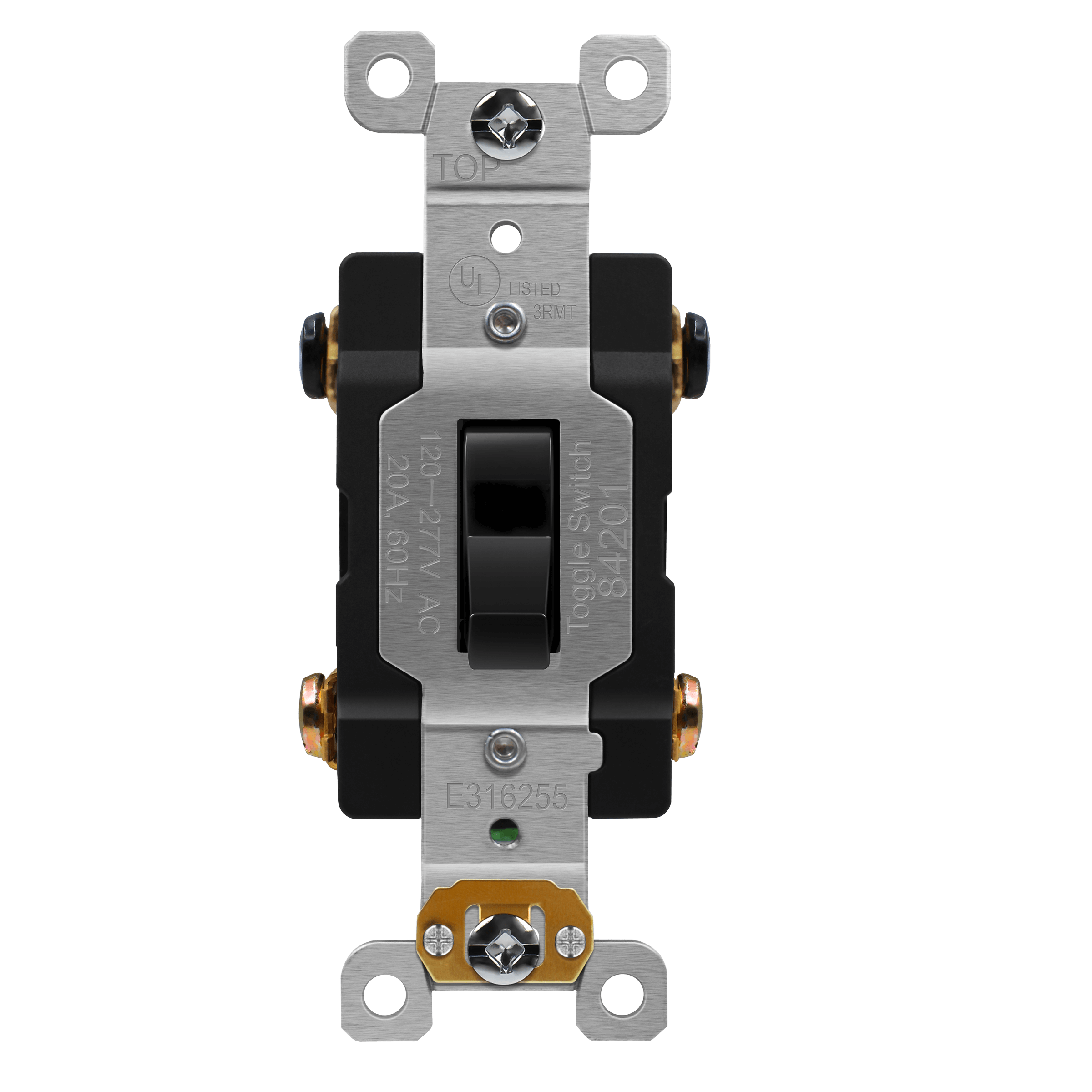 Enerlites 84201A-BK Antimicrobial Industrial Toggle Switch 20A, 4-Way, Black Finish