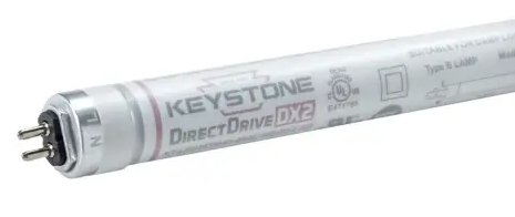 Keystone KT-LED25T5HO-48GC-850-DX2 4 ft. LED T5 Tube, Shatter-Proof Coated Glass, Direct Drive, Single or Double Ended, Wattage 25W, Color Temperature 5000K, 80+CRI, Voltage 120-277V Input