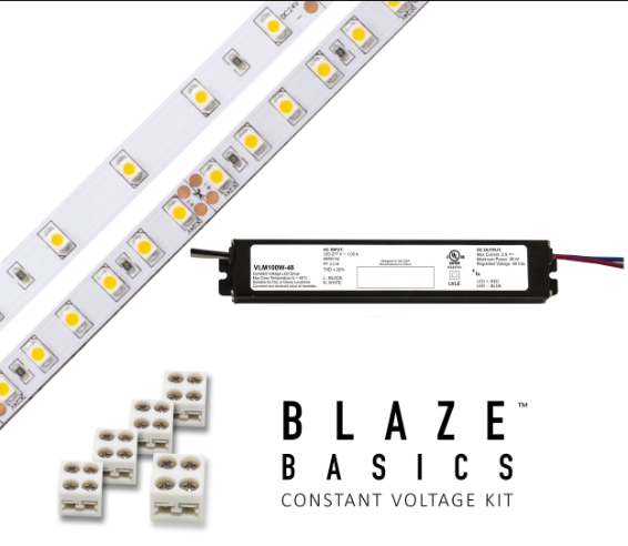Diode LED DI-KIT-24V-BC2CV60-4000 16.4ft Blaze 200+ Lumen Per Ft LED Tape Light Kit, Color Temperature 4000K, Voltage 24V