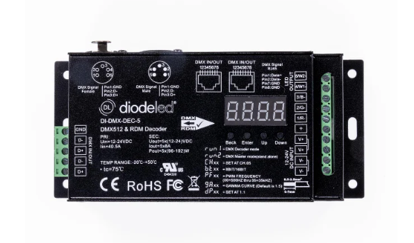 Diode LED DI-DMX-DEC-5 DMX512 5-Channel Decoder with RDM