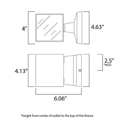 Maxim Lighting 86107ABZ Lightray LED Outdoor Wall Sconce Dimensions Diagram