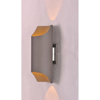 Maxim Lighting 86119AL Lightray Aluminum Outdoor Wall Sconce illuminated on wall showing up and down light