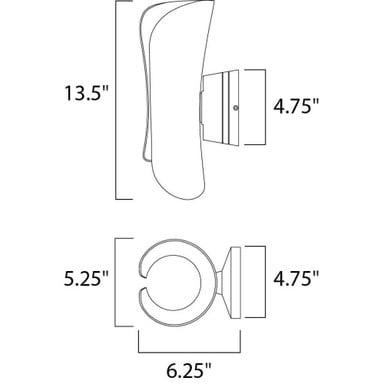 Maxim Lighting 86145ABZ Scroll Outdoor Wall Sconce - Dimensions Diagram