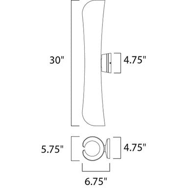 Maxim Lighting 86147ABZ Scroll Outdoor Wall Sconce - Dimension Diagram