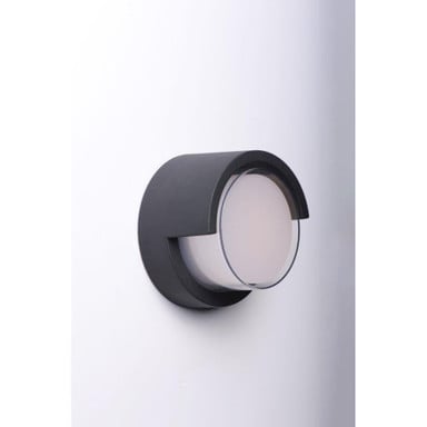 Maxim Lighting 86162BK Eyebrow Black Outdoor Wall Lantern - side angle view mounted on white wall