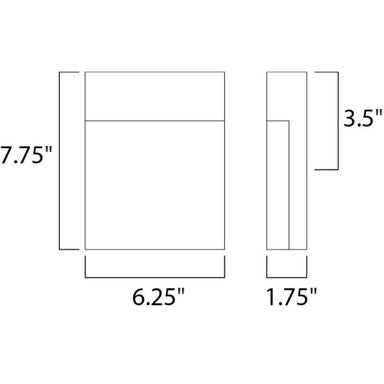 Maxim Lighting 86165BK Eyebrow 1 Light 7.75 Inch Black Outdoor Wall Lantern - Dimensions Diagram