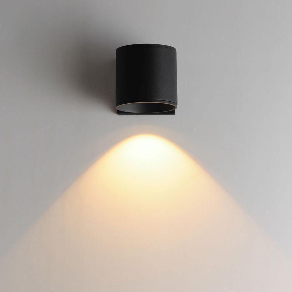 Maxim Lighting 86214BK Stout Black Outdoor Wall Sconce illuminated showing downward LED light output