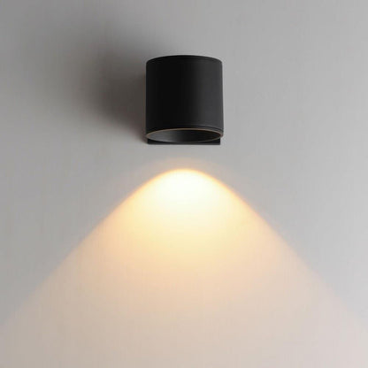 Maxim Lighting 86214BK Stout Black Outdoor Wall Sconce illuminated showing downward LED light output