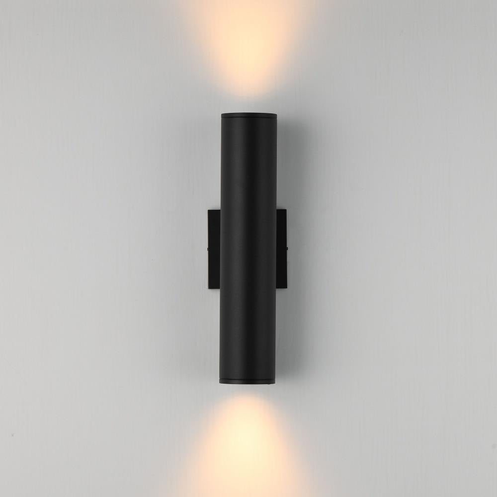Maxim Lighting 86223WT Caldera 2 Light LED Outdoor Wall Mount illuminated view showing up and down beam spread