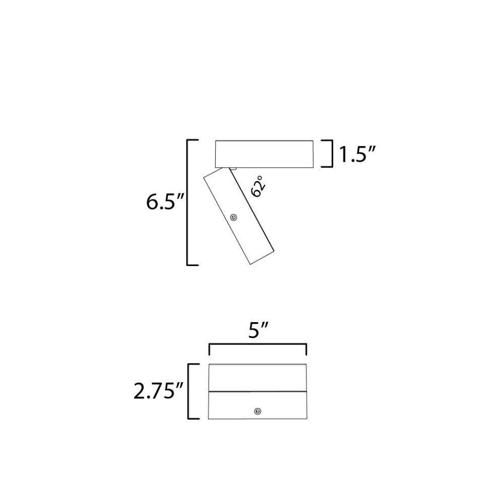 Maxim Lighting 86243BK Swinger LED Adjustable Flush Mount Dimensions Diagram