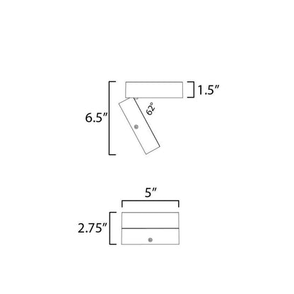 Maxim Lighting 86243WT Swinger LED Adjustable Flush Mount Ceiling Light Line Drawing with Dimensions