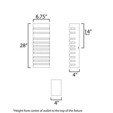 Maxim Lighting 86266BK Keyes Outdoor Wall Sconce Dimensions Diagram 28 inch x 6.75 inch