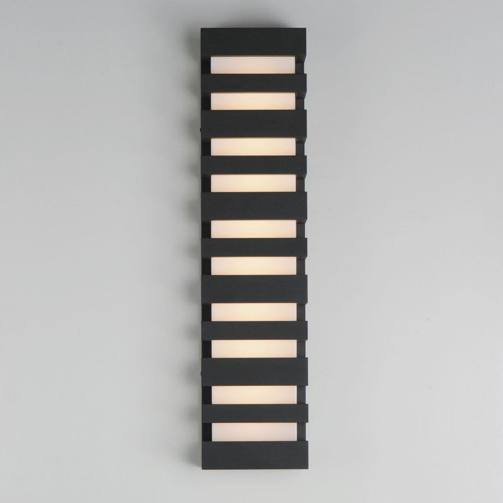Maxim Lighting 86266BK Keyes Black Outdoor LED Wall Sconce Illuminated Front View