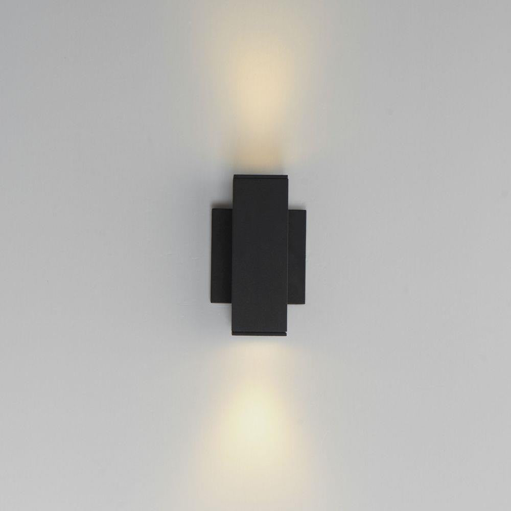 Maxim Lighting 86421BK Culvert 2 Light Black Outdoor Wall Light shown illuminated with up and down light effect