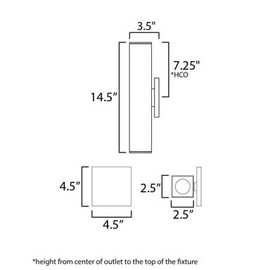 Maxim Lighting 86423BK Culvert Outdoor Wall Light Dimensions Diagram