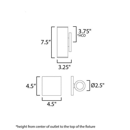 Maxim Lighting 86431WT Calibro LED Outdoor Wall Sconce dimensions diagram