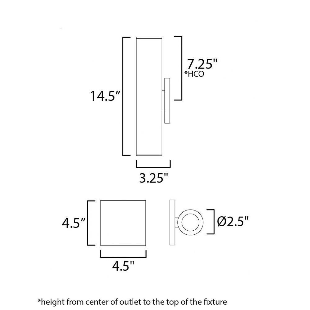Maxim Lighting 86433WT Calibro Outdoor Wall Sconce Dimensions Diagram