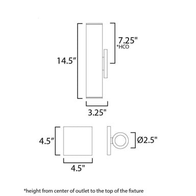 Maxim Lighting 86433BK Calibro Outdoor Wall Mount Light Dimensions Diagram