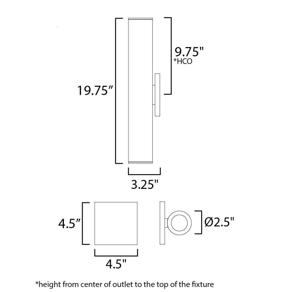 Maxim Lighting 86435WT Calibro Outdoor Wall Sconce Dimensions Diagram