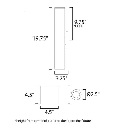 Maxim Lighting 86435WT Calibro Outdoor Wall Sconce Dimensions Diagram