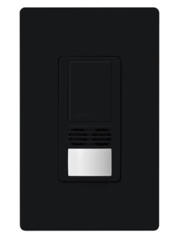 Lutron WMS-A102-V-BTBU Maestro Dual-Tech Motion Sensor Switch, Vacancy Only,TAA Compliant,6A,120-277V,Single Pole, Black Finish