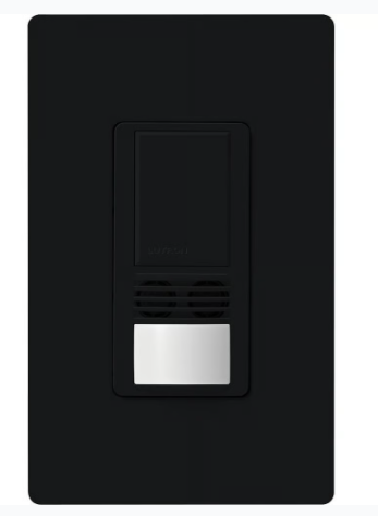 Lutron WMS-A102-BL Maestro Dual-Tech Motion Sensor Switch, TAA Compliant, 6A, 120-277V, 1 Pole, Ground/Neutral Required, Black Finish